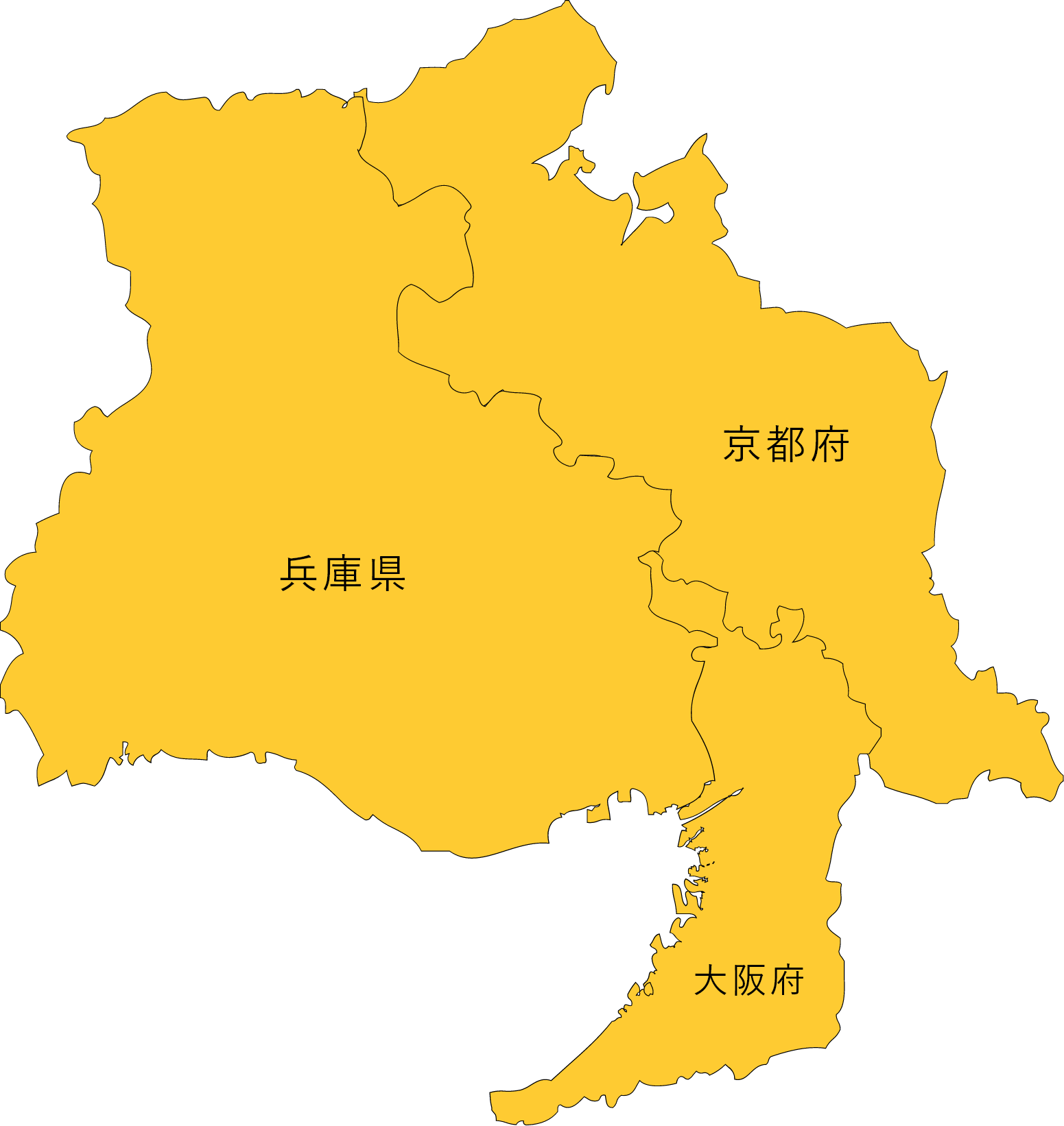 兵庫県・京都府・大阪府　地図　イラスト